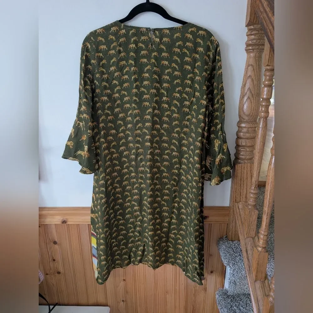 Anthropologie Conditions Apply Luisetta Tiger Print Tunic Dress Size‎ Medium